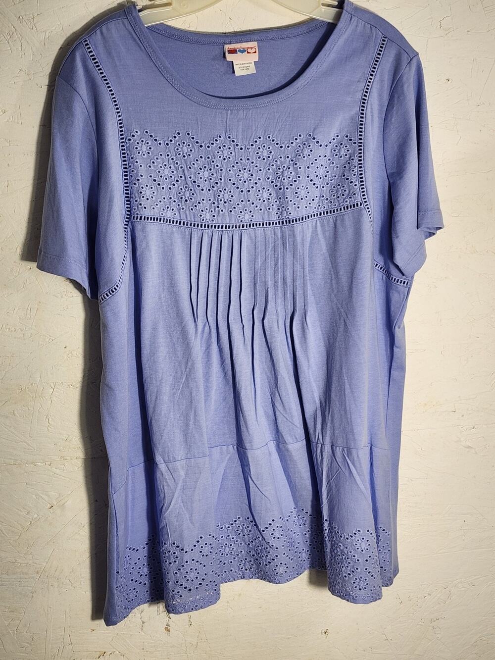 AMERICAN SWEETHEART Cotton Short Sleeve Round Neck Purple Top, Large